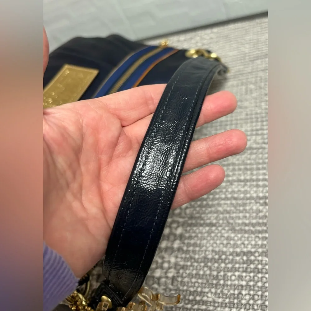 Coach Poppy Metallic Leather “Groovy Blue” Sapphire 2 way Bag - Picture 15 of 15